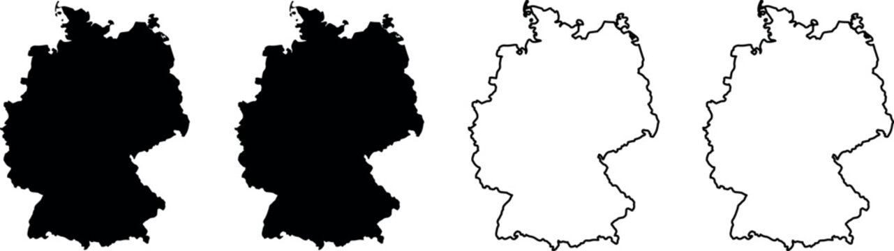 Outline and silhouette maps of Germany presented side by side