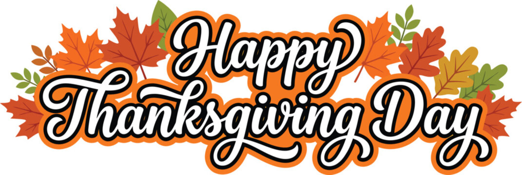 Happy thanksgiving day with colorful autumn leaves