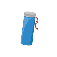 Fototapeta premium Closed blue party popper cylinder with a red pull string isolated on a white background, for birthday celebrations, and festive party supplies