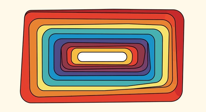 Abstract Layered Rainbow Tunnel Illustration with Concentric Rounded Rectangles in Vibrant Colors