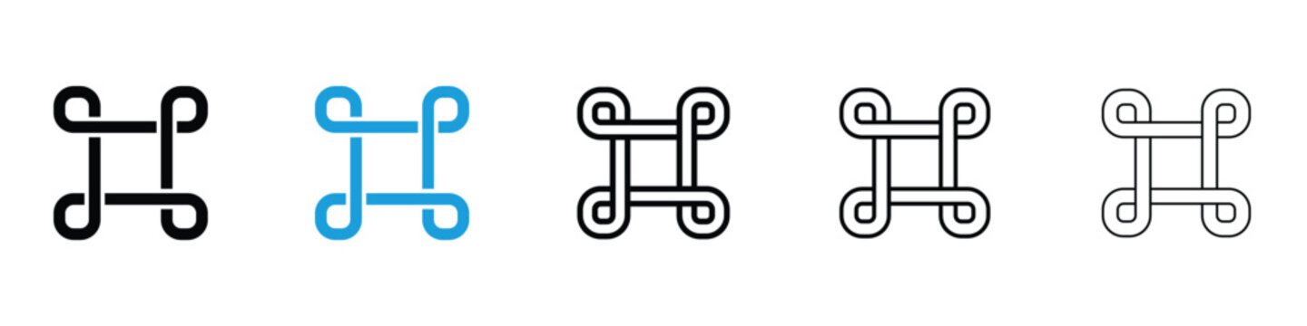 Command icons vector illustrations in black and blue colors for web and ui designs