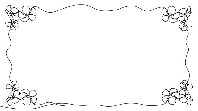 Minimalist Elegant One Line drawing Floral Border Animation 