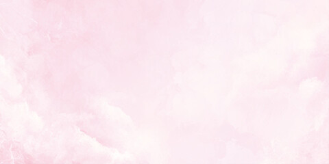 Fototapeta premium Soft pink cloudy sky watercolor background with white clouds and subtle texture, Ideal for design and branding applications