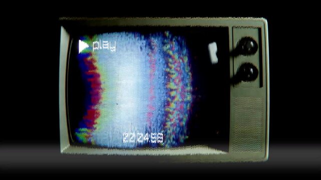 CRT Scanline texture Television Screen playing With VHS glow Glitch Playback Animation 4k Alpha