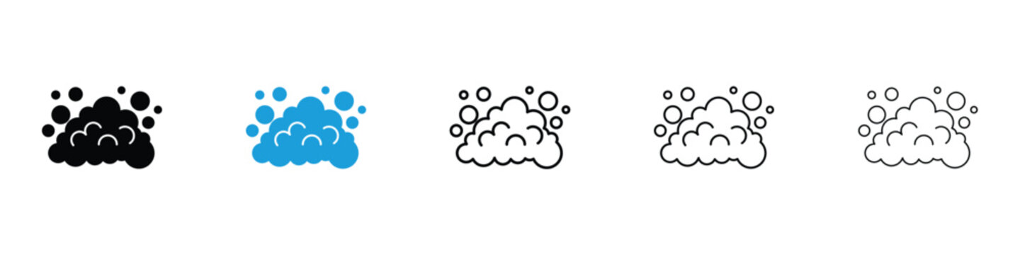 Foam icons vector illustrations in black and blue colors for web and ui designs