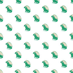 Naklejka premium Mythical green dragons repeating in a seamless pattern, representing fantasy and magic