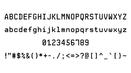 Obraz premium Letter and Number Symbols Digital Display Typography Design with Uppercase Lowercase Characters and Punctuation