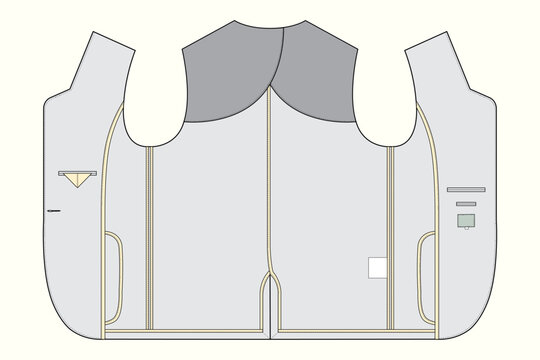 Tailored Jacket Interior Construction and Lining Technical Fashion CAD Flat Sketch