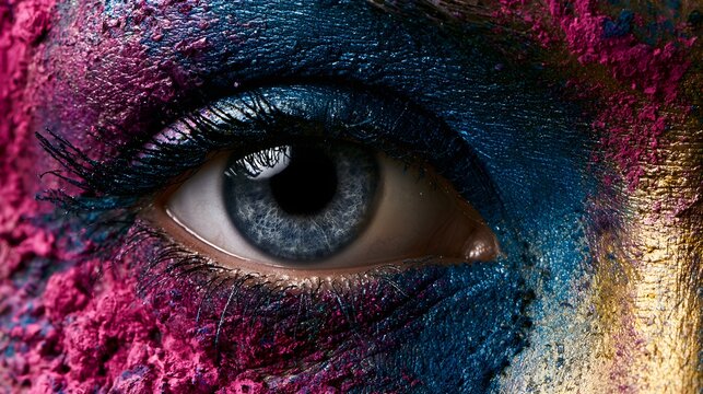 dramatic eye shadow concept with artistic makeup and beauty fashion photography style realistic lighting commercial stock photography