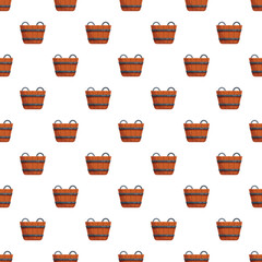 Obraz premium Wooden buckets with metal bands and handles creating a repeating pattern