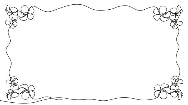 Minimalist Elegant One Line drawing Floral Border