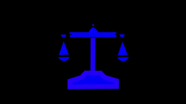 Weight Scale Icons, animation stock video 4k, balanced scale, Scale of Justice, weight balance, Symbol of law justice.