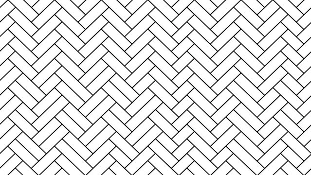 Seamless herringbone parquet tile pattern in black and white