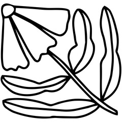 Fototapeta premium Simple naive doodle hand drawn flower, vector line art