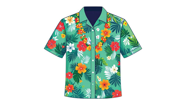 Vibrant floral Hawaiian short sleeve shirt.