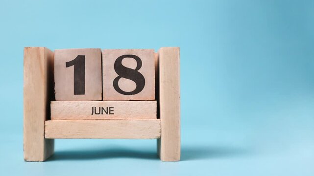 Month of June wooden block calendar timelapse.