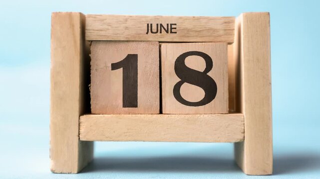 Month of June wooden block calendar timelapse.