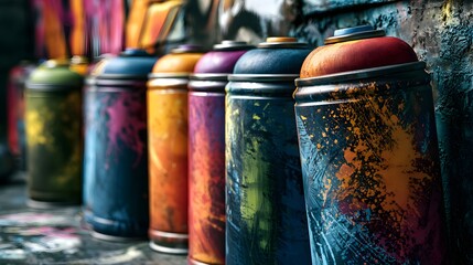 Naklejka premium spray paint graffiti concept with urban street art and creative expression culture realistic lighting commercial stock photography