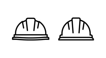 Fototapeta premium Safety hard hat construction icons set linear style with construction protection equipment industrial engineering protective accessory minimalist monochrome architecture industry