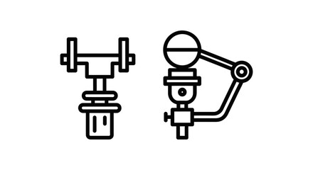 Fototapeta premium Mechanical sensor and adjustable lab instrument outline icon set with instrument mechanical laboratory scientific adjustable equipment illustration minimalist pictogram technology