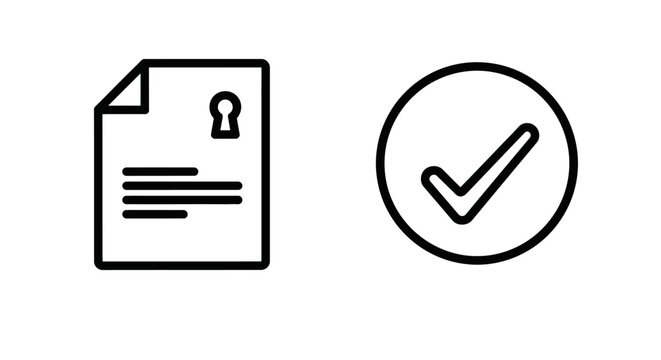 Access request form and permission approval icon set with permission approval document authorized certified business security interface official validation completion collection