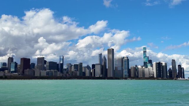 Cityscape skyline with skyscraper building. Skyline architecture. Chicago city with cloudy sky. Skyline of Chicago city downtown. Skyscraper architecture. Chicago city cityscape. Iconic cityscape