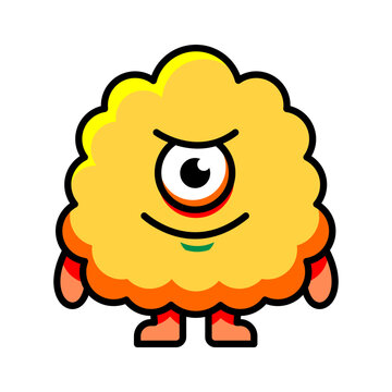 Yellow Fluffy One Eyed Monster Character
