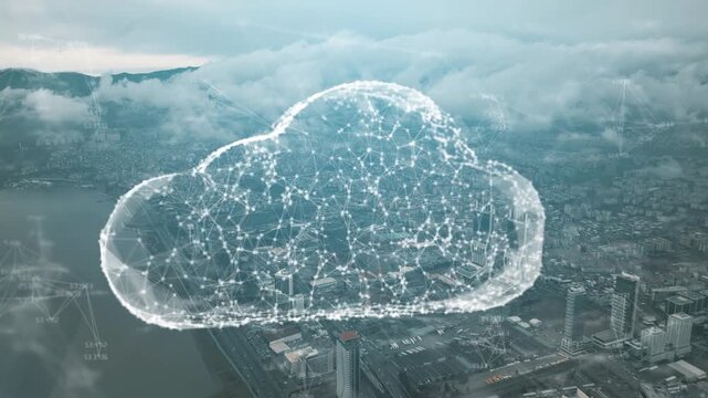 Cloud computing concept. Communication network. High quality video