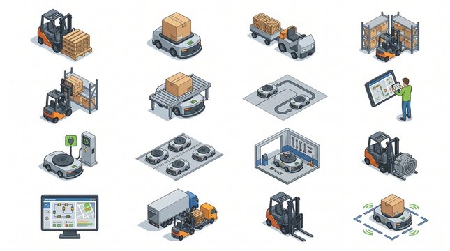 Collection of Industrial Machinery and Electronic Components on White Background Flat Lay