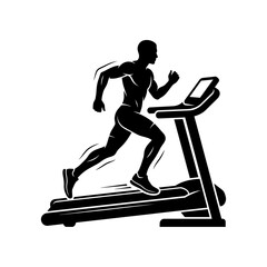 Fototapeta premium Man running on a treadmill in a gym with motion blur effect
