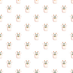 Obraz premium Japanese beckoning lucky cat pattern representing fortune, wealth, and good luck