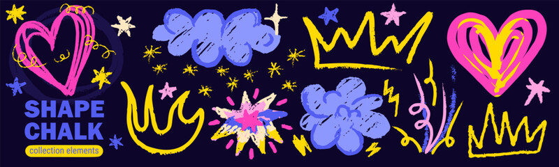 Obraz premium Crayon line pencil with star background draw for scribble texture icon.