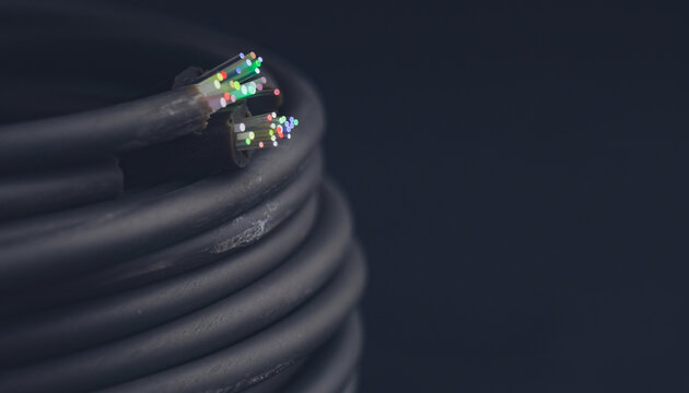 Fiber Optic Cable Bundle with Glowing Light