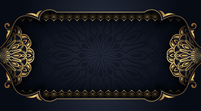 Luxury black mandala background, round decoration
