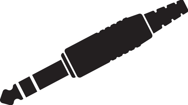Black and white of a3.5mm audio jack connector, isolated on a white background, flat style for music and technology concepts also transparent background