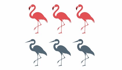 Naklejka premium set of pink flamingos