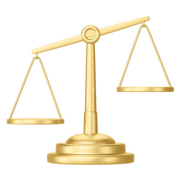 Gold justice scale png 3D element, transparent background
