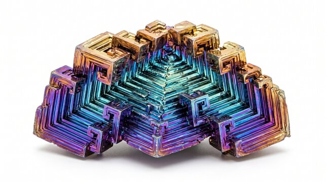 bismuth crystal rainbow crystal metallic crystal geometric crystal colorful crystal crystal cluster mineral specimen bismuth crystals crystal formation iridescent crystal
