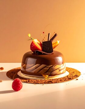 Delicious Chocolate Cake with Fresh Fruit.