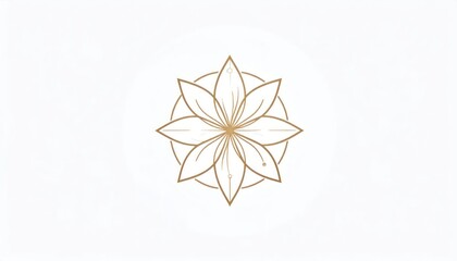 Fototapeta premium Gold geometric flower mandala logo on white background