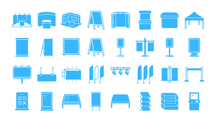 Editable vector furniture icons including chairs, tables, cabinets, shelves, and home furnishings. © Andika