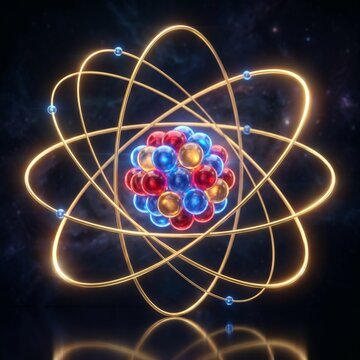 Glowing Atomic Structure with Electron Orbitals in Space