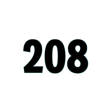 Number 208 in bold black font on white background
