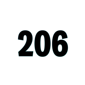 Number 206 in bold black font on white background