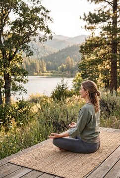 Outdoor Yoga Meditation Lifestyle in Natural Setting