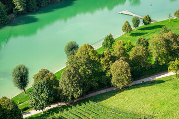 Fototapeta premium Scenic Green Riverside Landscape