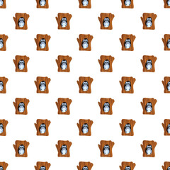 Obraz premium Raccoons looking out from nests in a continuous tiling pattern