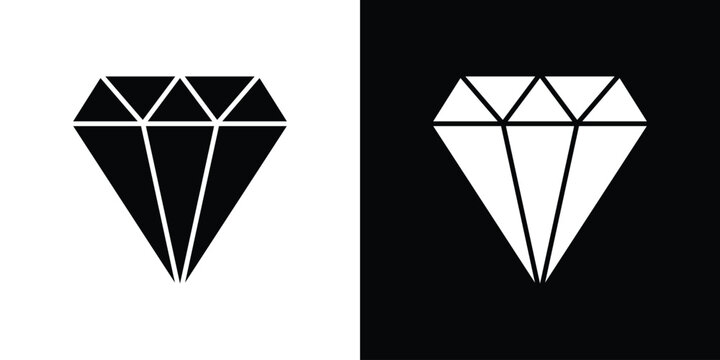 Diamond icon silhouette pack. Flat symbols