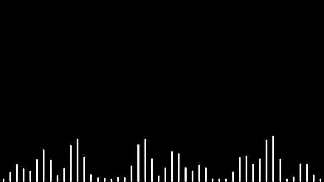 White Horizontal Audio Visualizer Bars for Widescreen Videos and Presentations - Transparent Loop Overlay Element