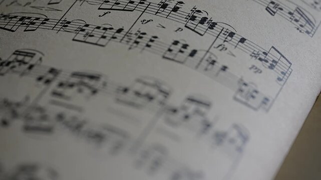 Close-up of printed sheet music on a page